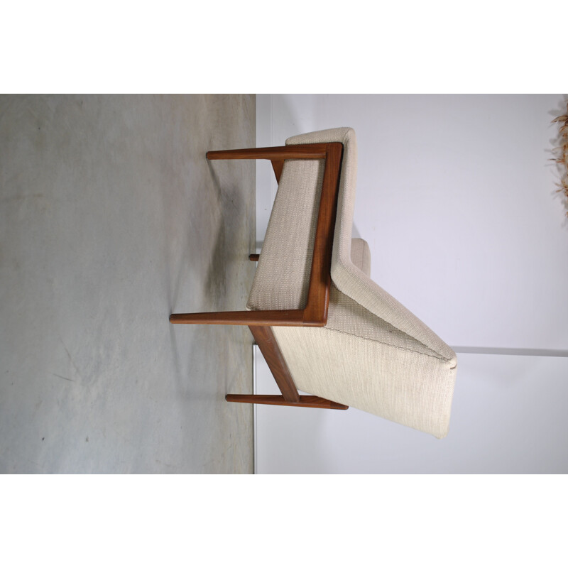 Scandinavian vintage armchair in wood and fabric, 1960