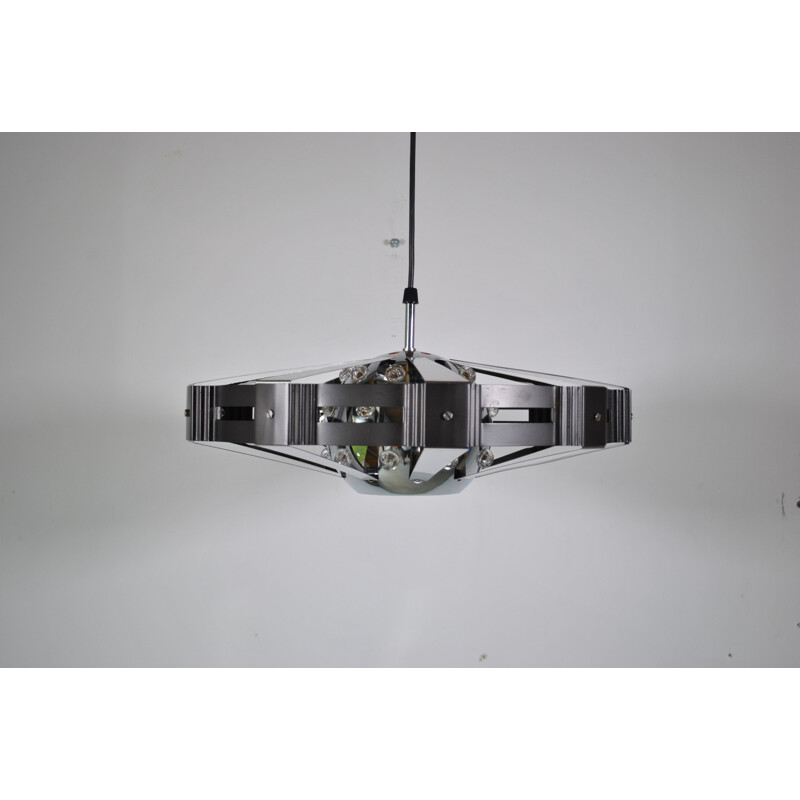 Vintage chrome-plated steel pendant lamp, 1970