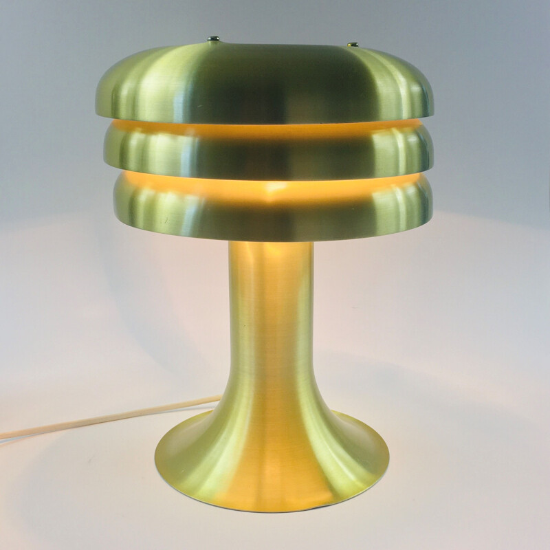 Lampe de table vintage Bn-25 en aluminium brossé en forme de champignon par Hans Agne Jakobsson pour Markaryd, Suède 1960