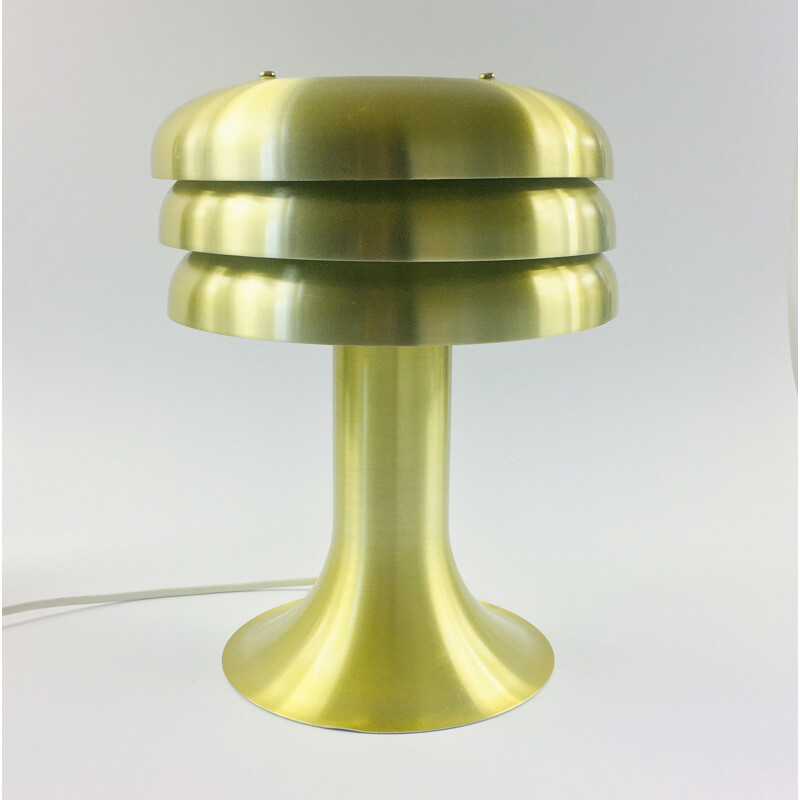 Vintage Bn-25 brushed aluminum mushroom table lamp by Hans Agne Jakobsson for Markaryd, Sweden 1960
