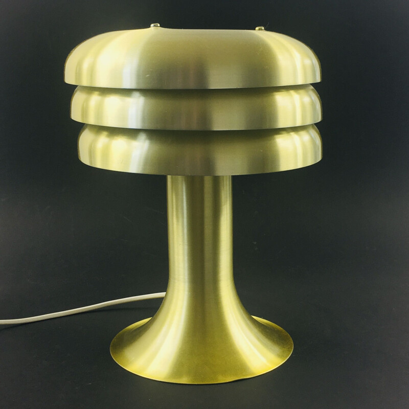 Vintage Bn-25 brushed aluminum mushroom table lamp by Hans Agne Jakobsson for Markaryd, Sweden 1960