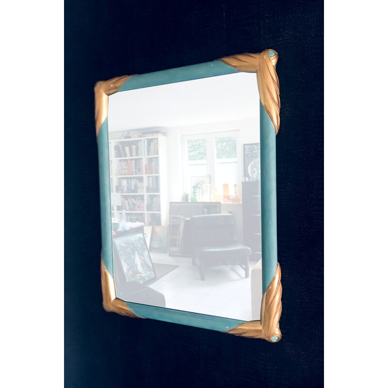 Vintage framed mirror in cut wood by Deknudt Mirrors, Belgium 1970