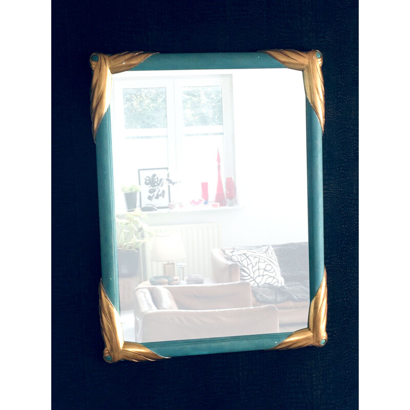 Vintage framed mirror in cut wood by Deknudt Mirrors, Belgium 1970