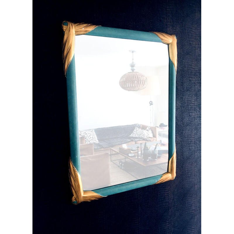 Vintage framed mirror in cut wood by Deknudt Mirrors, Belgium 1970