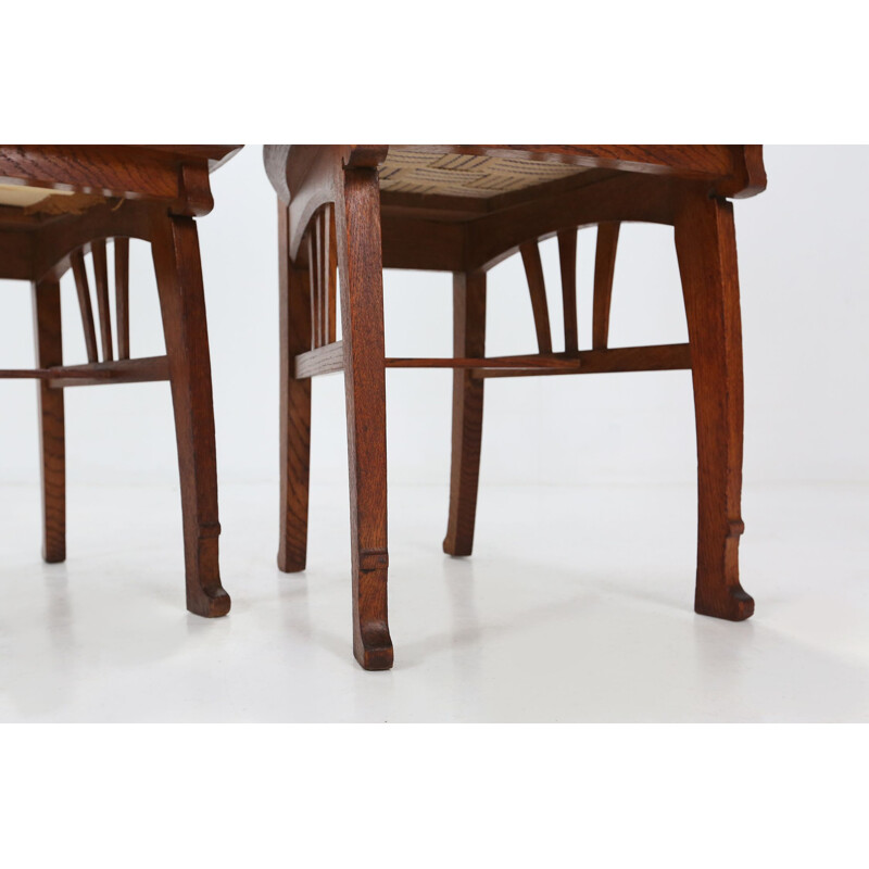 Ein Paar Vintage-Stühle aus Eichenholz und Samt von Gustave Serrurier-Bovy, 1900
