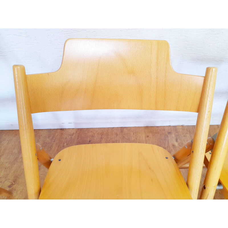 Conjunto de 4 cadeiras dobráveis em faia maciça vintage de Egon Eiermann para Wilde Spieth, Alemanha 1960