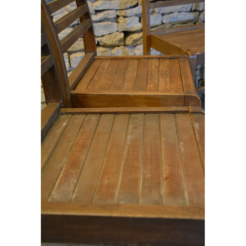 Set of 6 stackable chairs in wood, René GABRIEL - 1950s