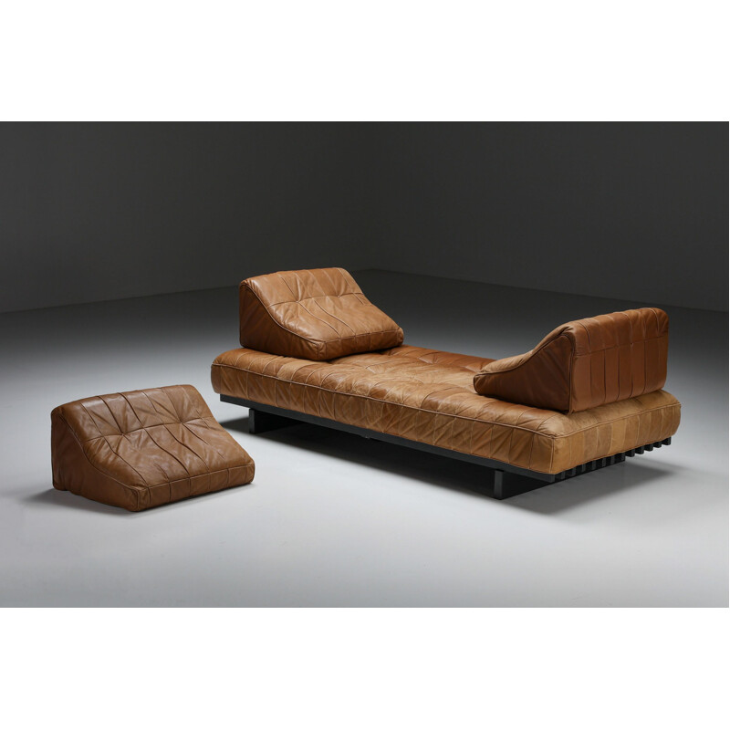 Vintage Ds 80 leather modular daybed by De Sede, 1960s