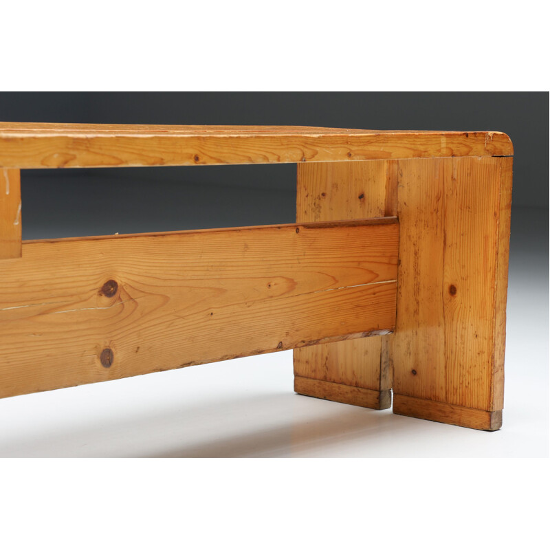 Vintage pine bench, Charlotte Perriand selection for Les Arcs, 1960 in 2023