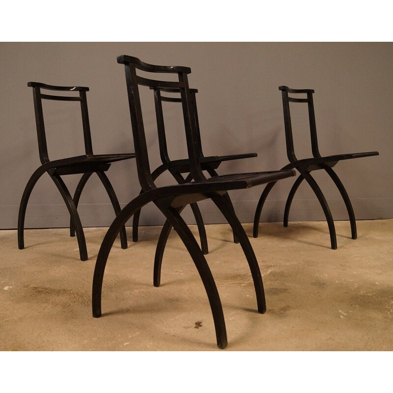 Suite de 4 chaises Cidue pliables en bois - 1970