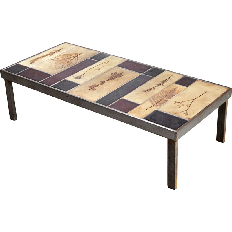 Table basse vintage "Garrigue Series" en céramique par Roger Capron, 1970