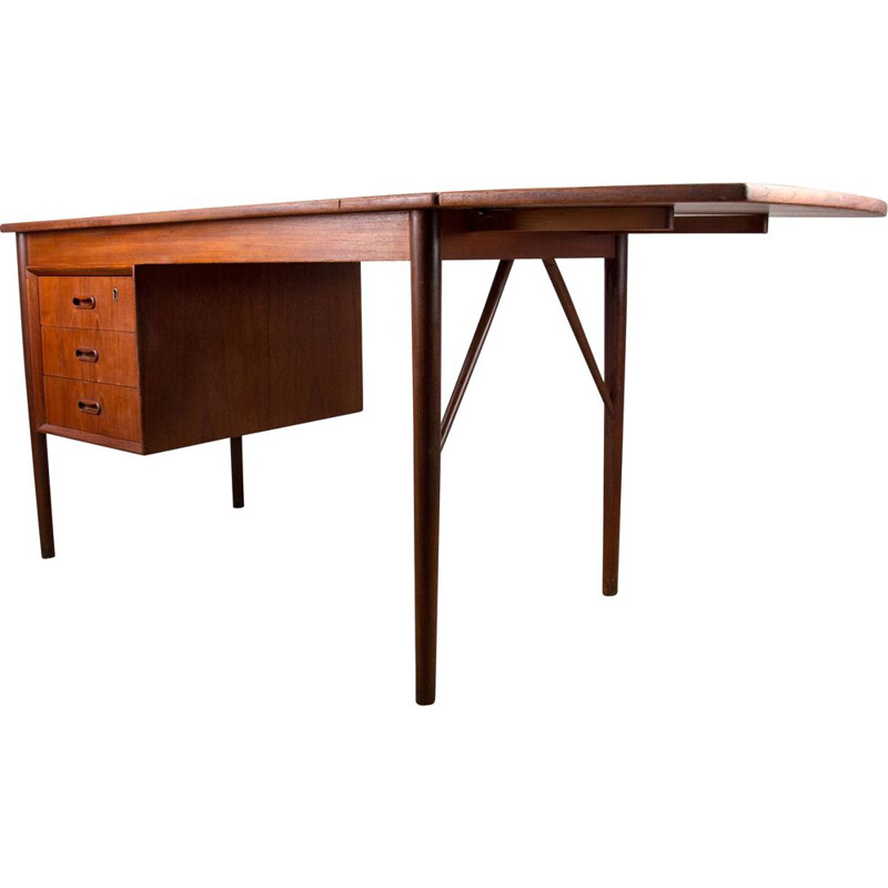 Scrivania vintage bifacciale in teak di Arne Vodder, 1960