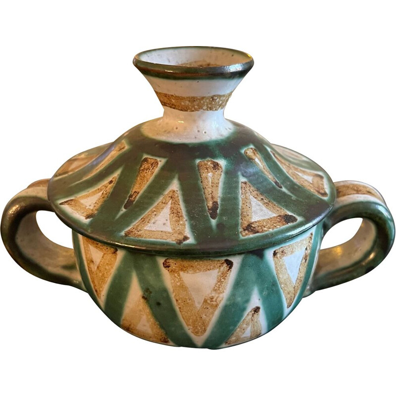Vaso coperto in ceramica vintage di Robert Picault, 1950