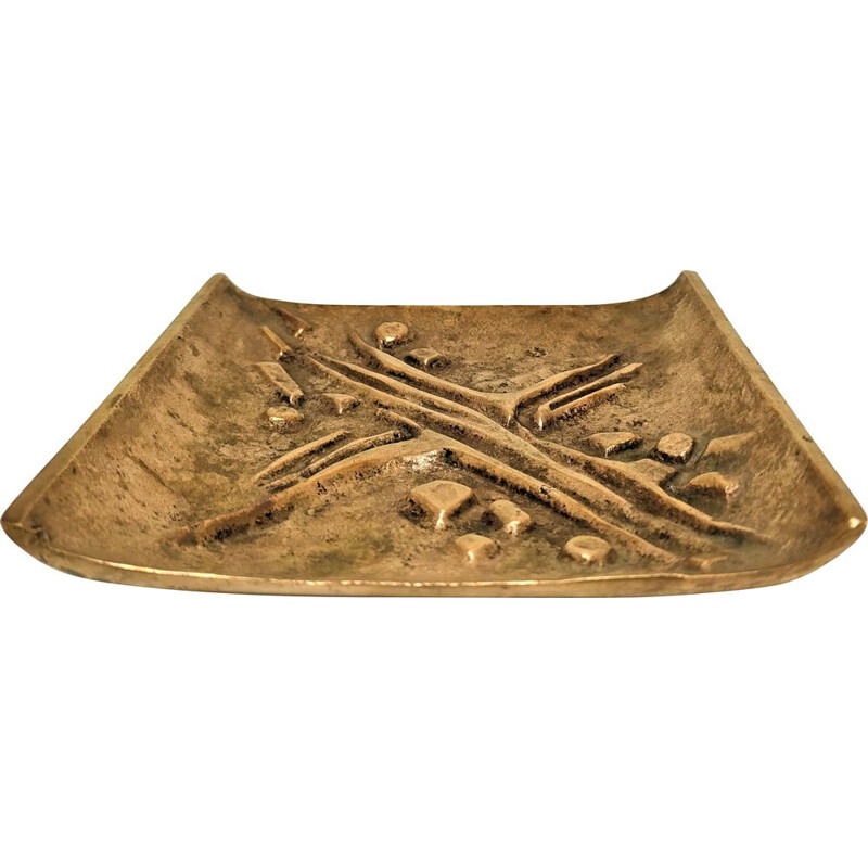 Vintage ashtray in gilt bronze by Alfieri Gardone for Jacques Lauterbach, 1960-1970