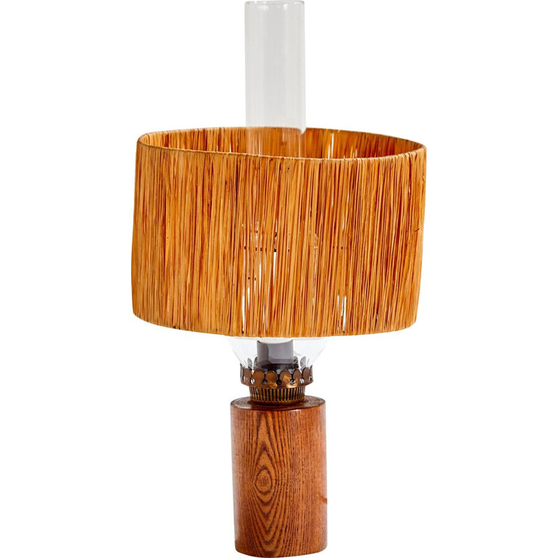 Vintage Tiny table lamp with raffia shade