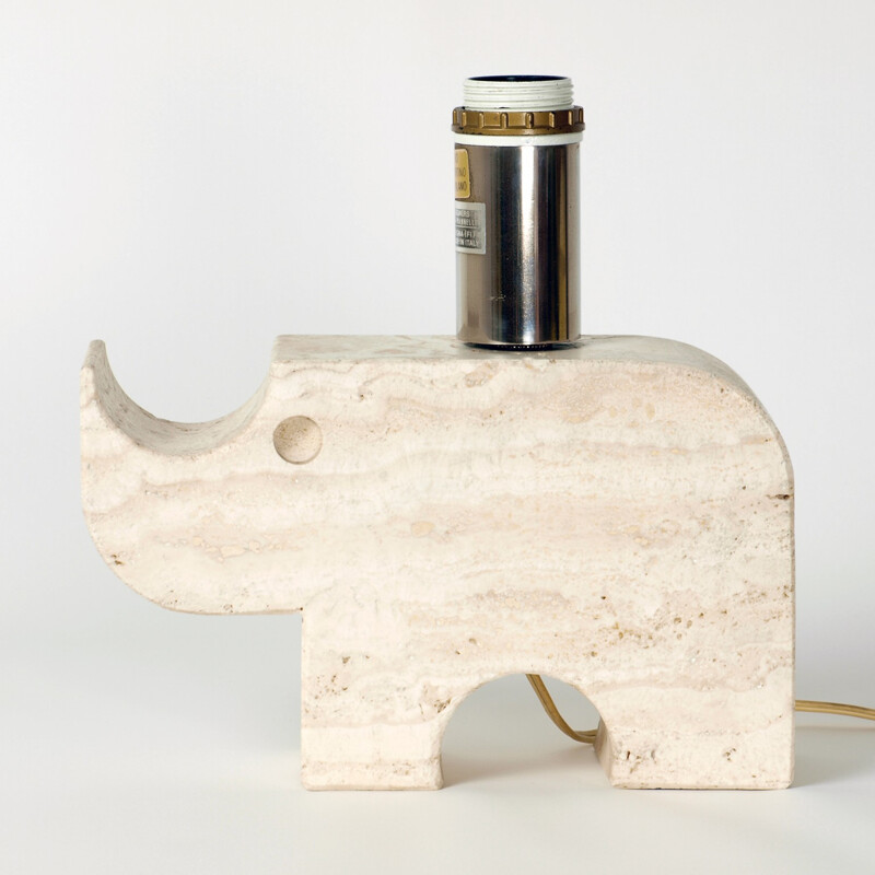 Rhinoceros lamp in travertine, Fratelli MANNELLI - 1970s