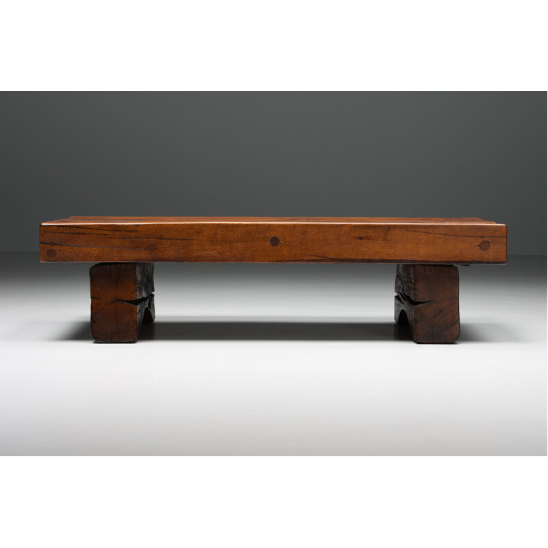 Vintage rectangular Rustic coffee table, 1950s