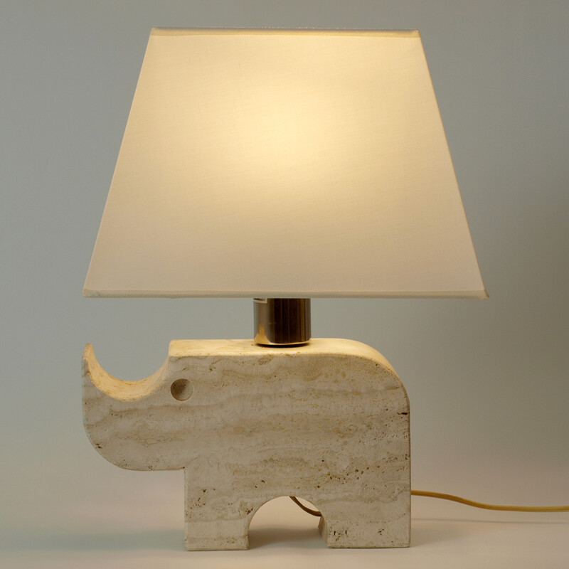 Rhinoceros lamp in travertine, Fratelli MANNELLI - 1970s