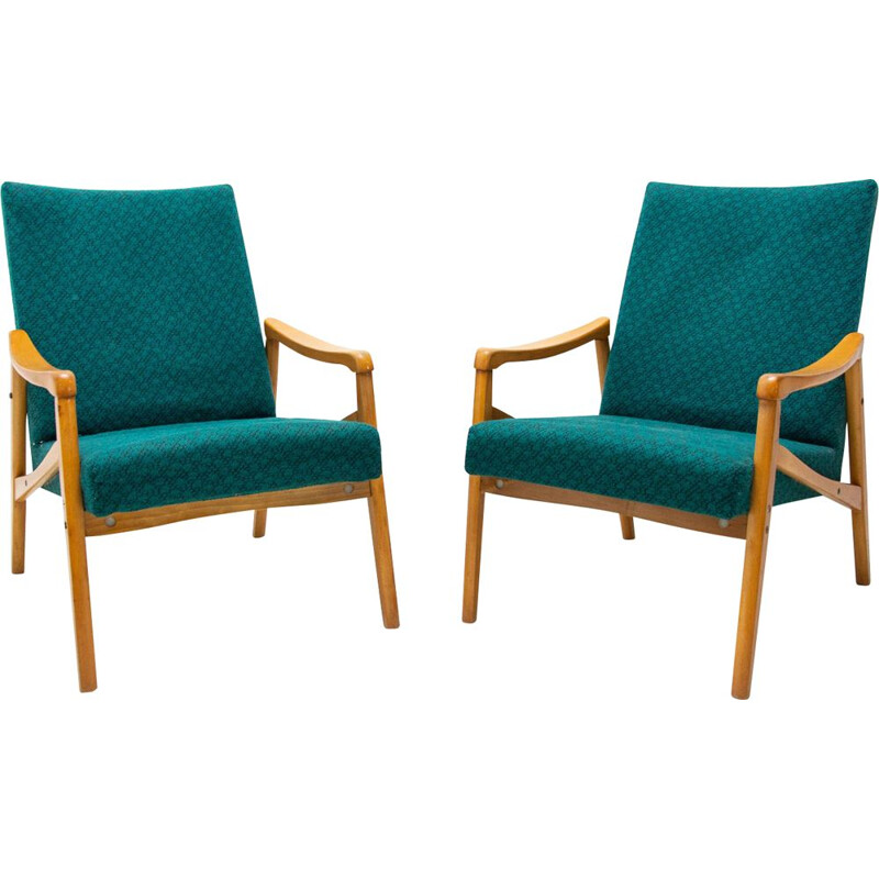 Pair of mid century eastern bloc armchairs by Jiří Jiroutek for Interiér Praha, 1970s