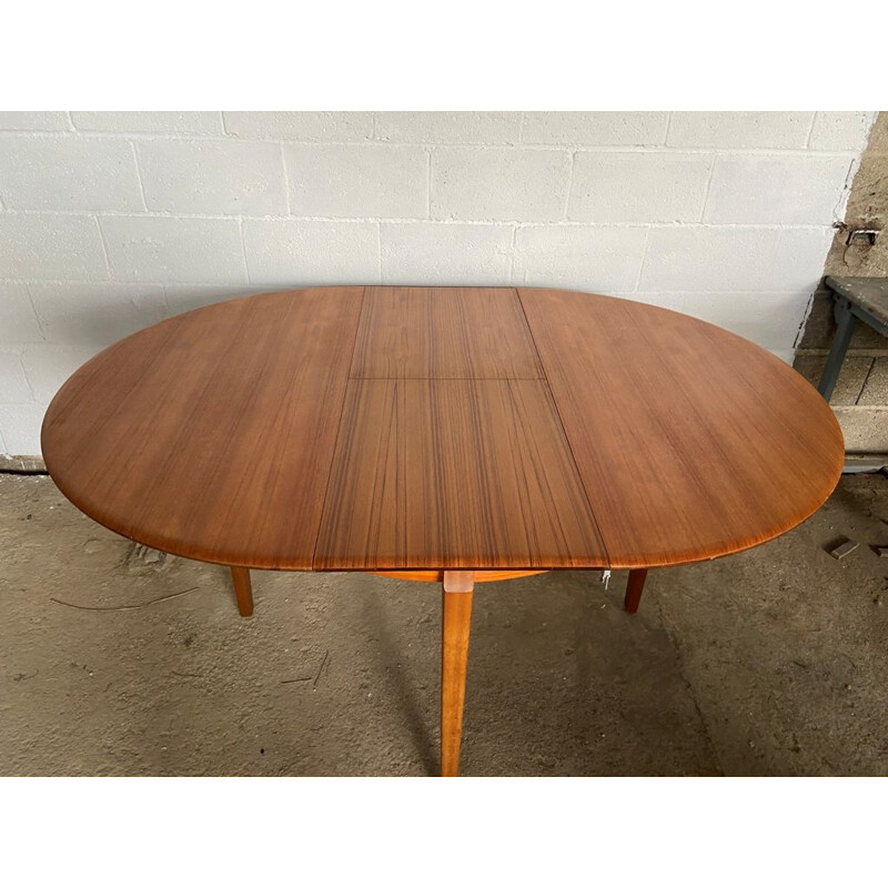 Vintage Scandinavian extendable round table in teak, 1960s