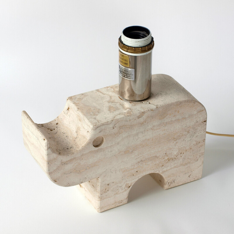 Rhinoceros lamp in travertine, Fratelli MANNELLI - 1970s