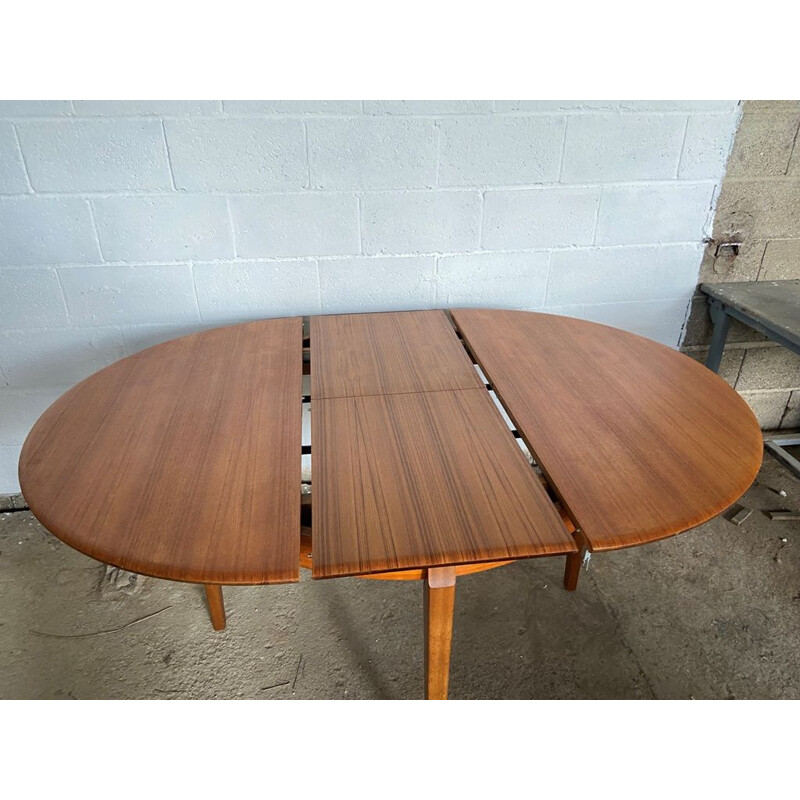 Vintage Scandinavian extendable round table in teak, 1960s