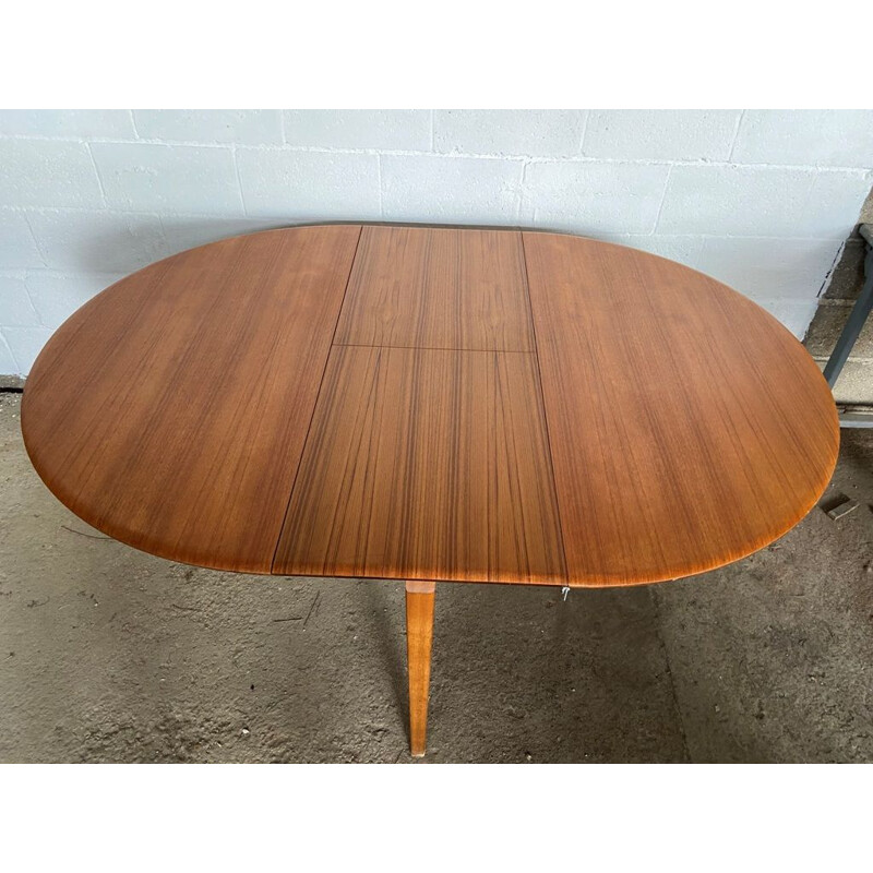 Vintage Scandinavian extendable round table in teak, 1960s