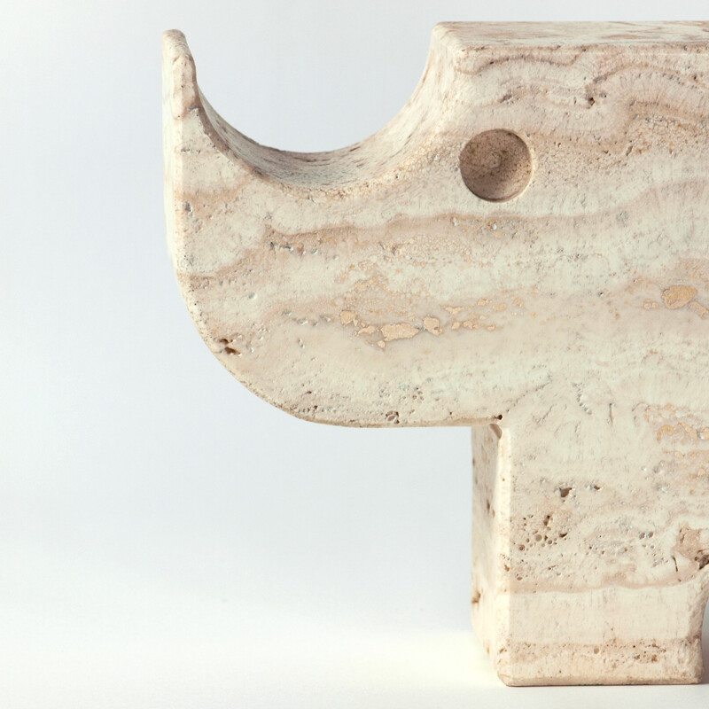 Rhinoceros lamp in travertine, Fratelli MANNELLI - 1970s