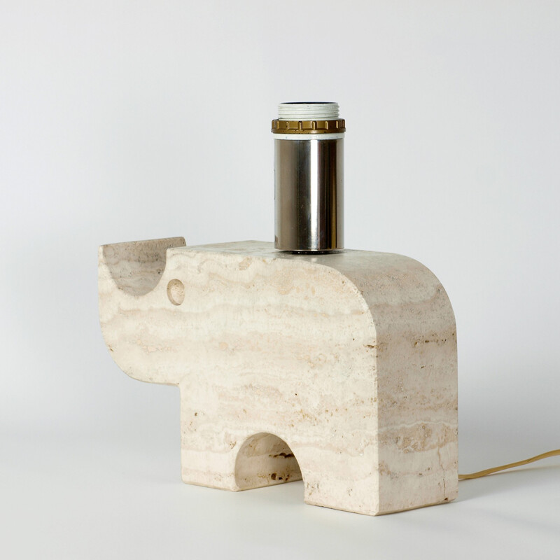 Rhinoceros lamp in travertine, Fratelli MANNELLI - 1970s