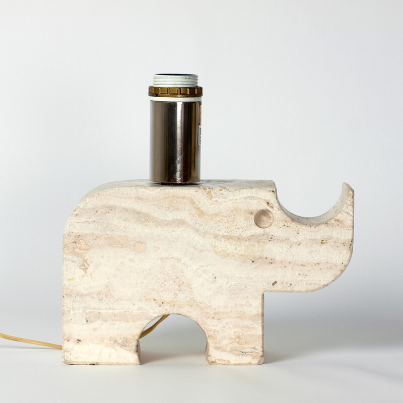 Rhinoceros lamp in travertine, Fratelli MANNELLI - 1970s