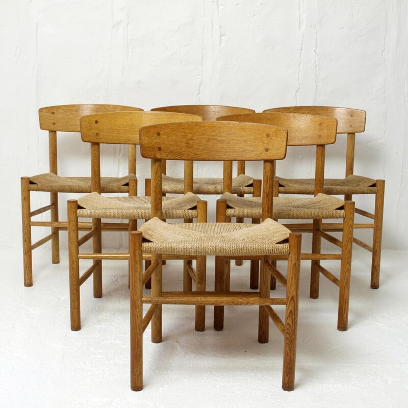 Ensemble de 6 chaises "J39" en chêne, Borge MOGENSEN - 1950