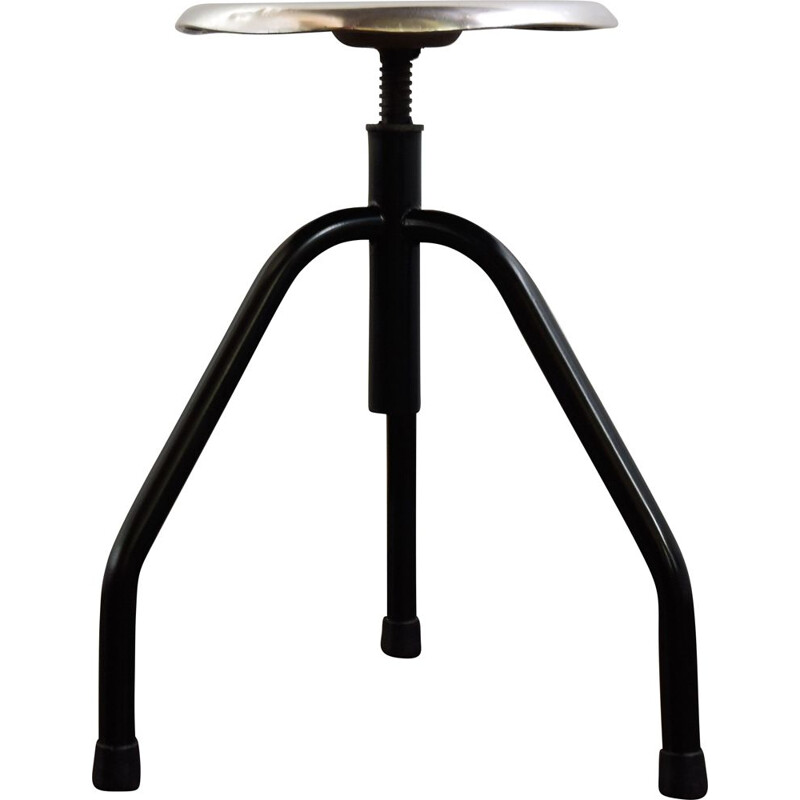 Industrial stool in black lacquered metal and aluminium, Denmark