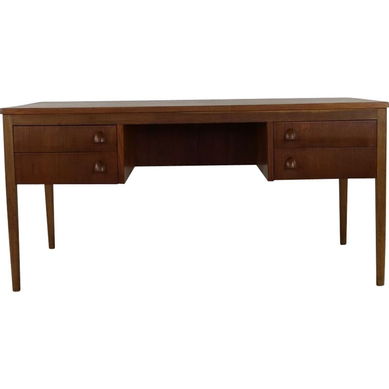 Vintage oak and teak desk with four drawers, Denmark