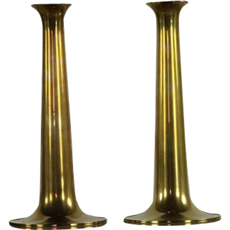Pair of vintage brass candle holders by Hans Bølling for Torben Orskov, Denmark