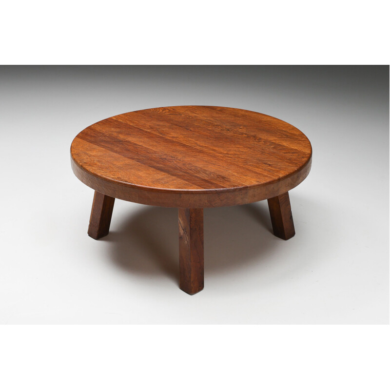 Vintage round Rustic Wabi Sabi coffee table, 1950s