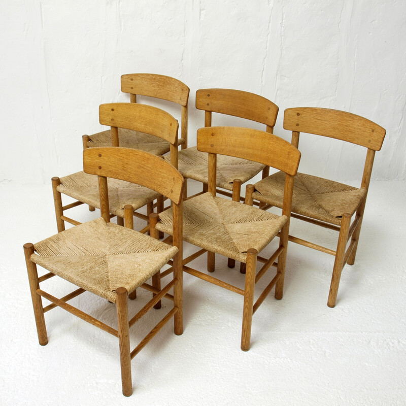 Ensemble de 6 chaises "J39" en chêne, Borge MOGENSEN - 1950