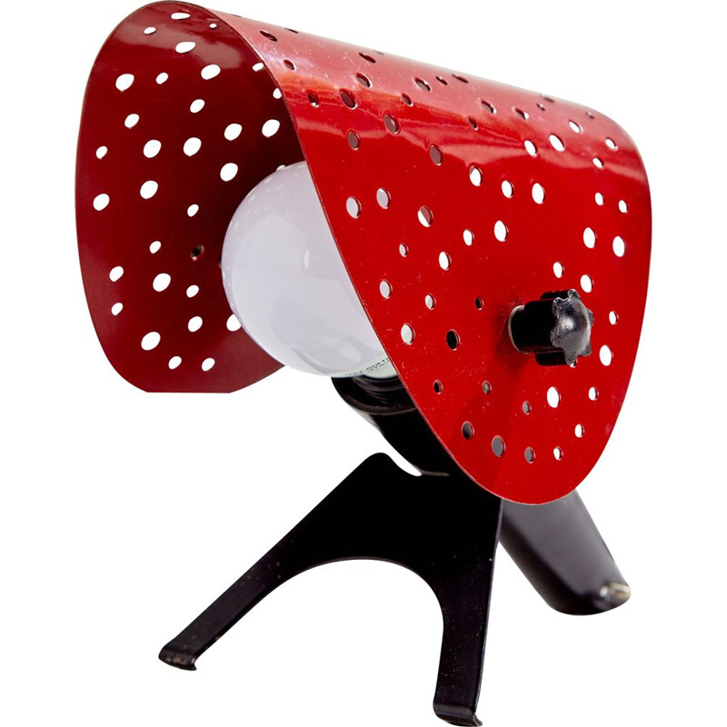 Rote Vintage-Tischlampe mit faltbarem Schirm