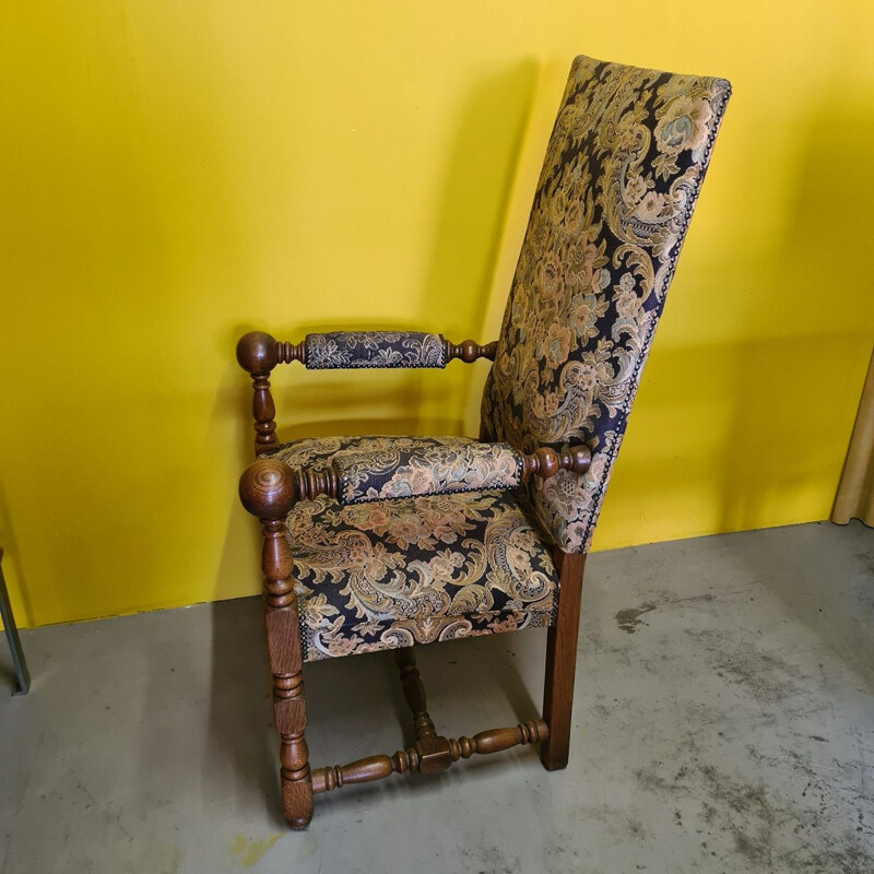 Vintage Nederlandse eiken fauteuil met bekleding, 1980