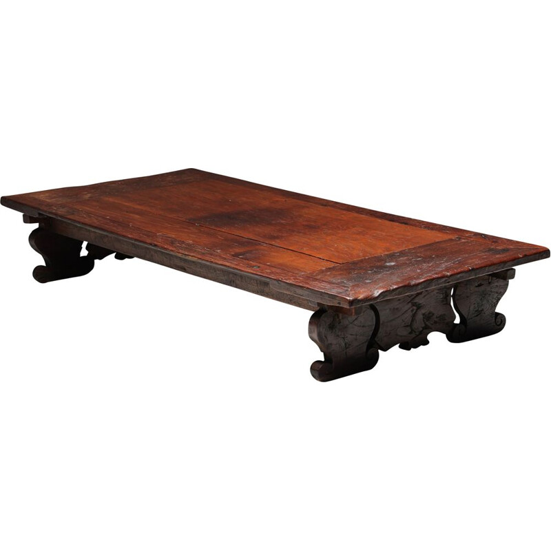 Vintage wood coffee table Wabi Sabi, France 1950s