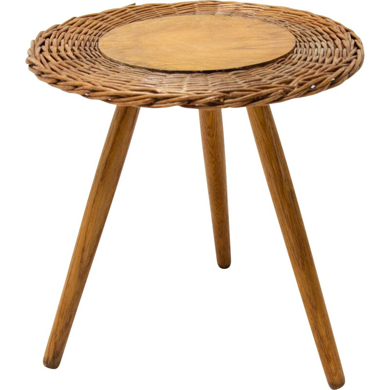 Mid century rattan stool by Jan Kalous for Úluv, Czechoslovakia 1960s