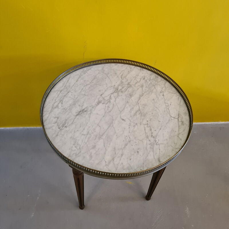 Mesa lateral em mogno vintage com tampo em mármore