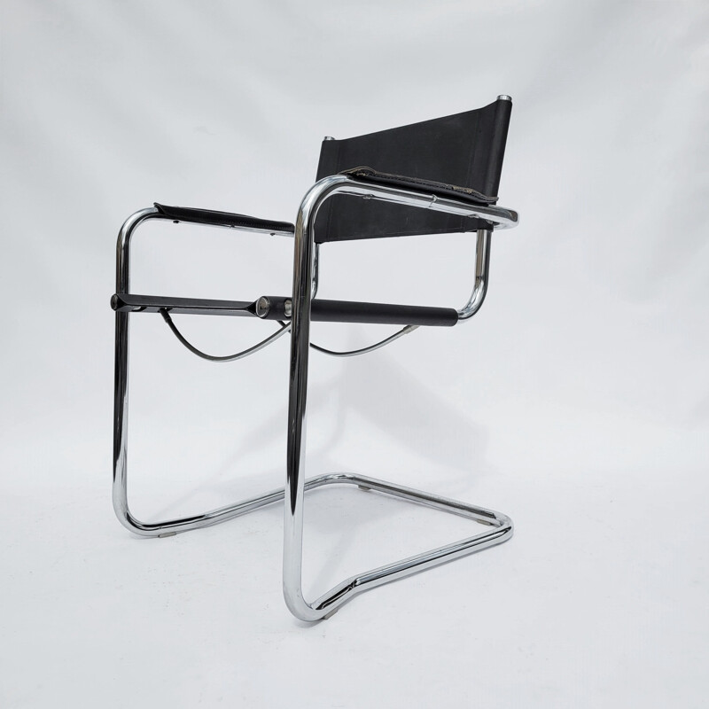 Vintage chrome and leather chair, Italy 1980s