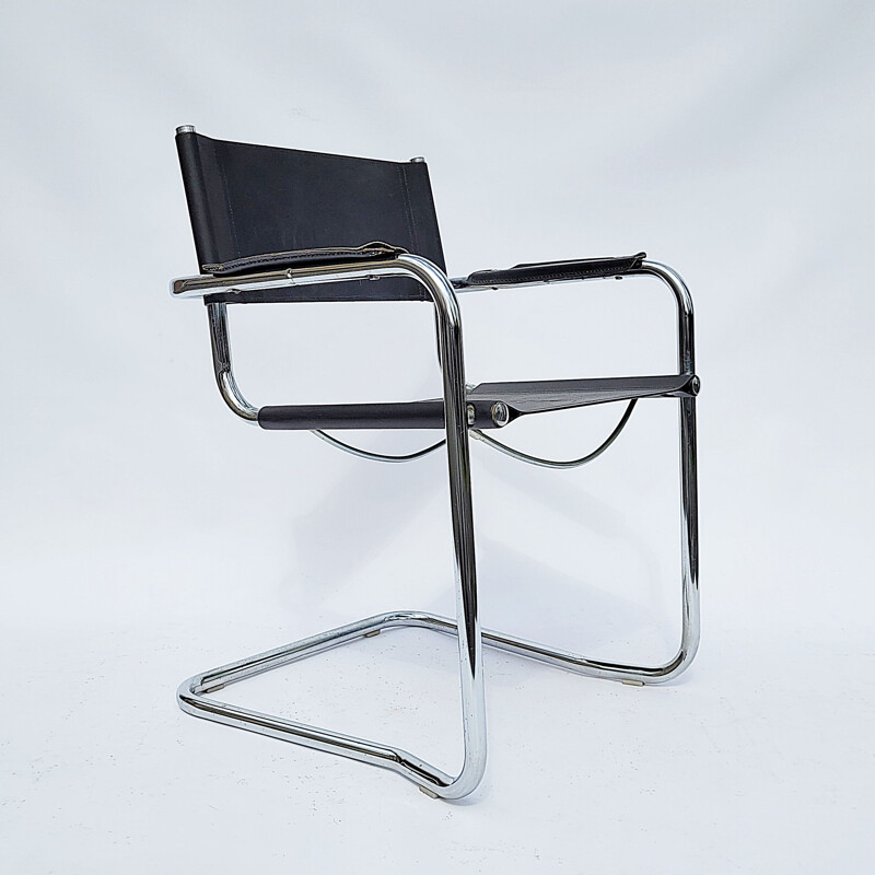 Vintage chrome and leather chair, Italy 1980s