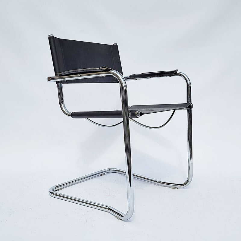 Vintage-Stuhl aus Chrom und Leder, Italien 1980