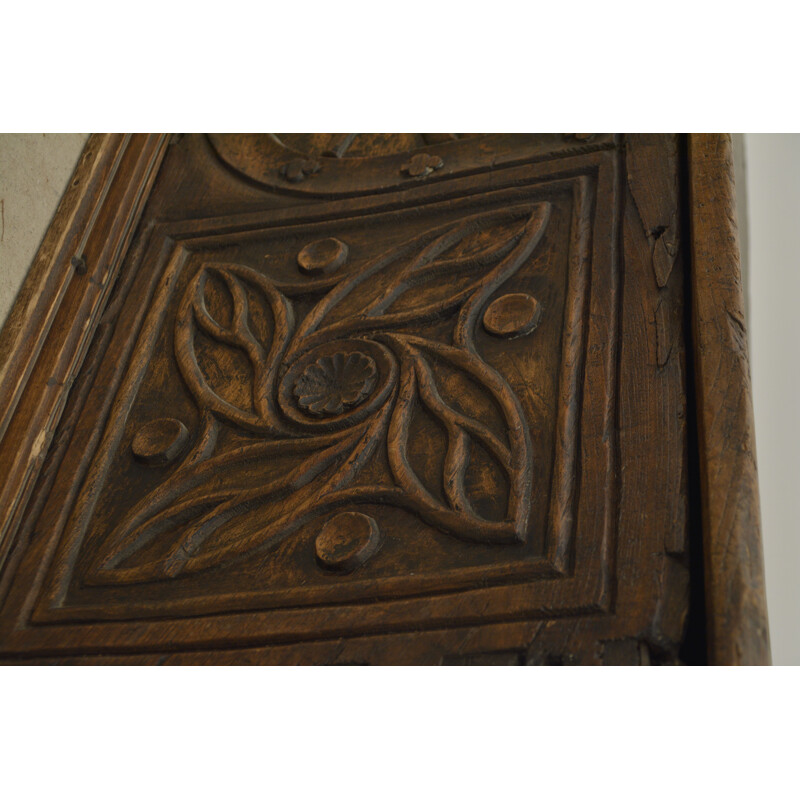 Vintage medieval carved oakwood chest