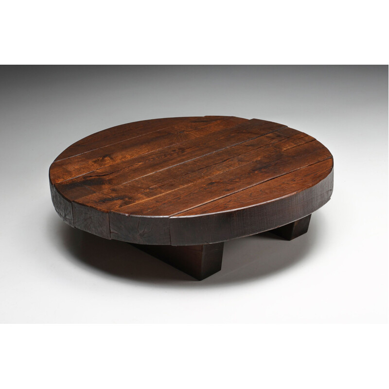 Vintage solid wood Wabi-Sabi coffee table, 1950s