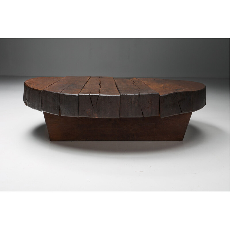 Vintage solid wood Wabi-Sabi coffee table, 1950s