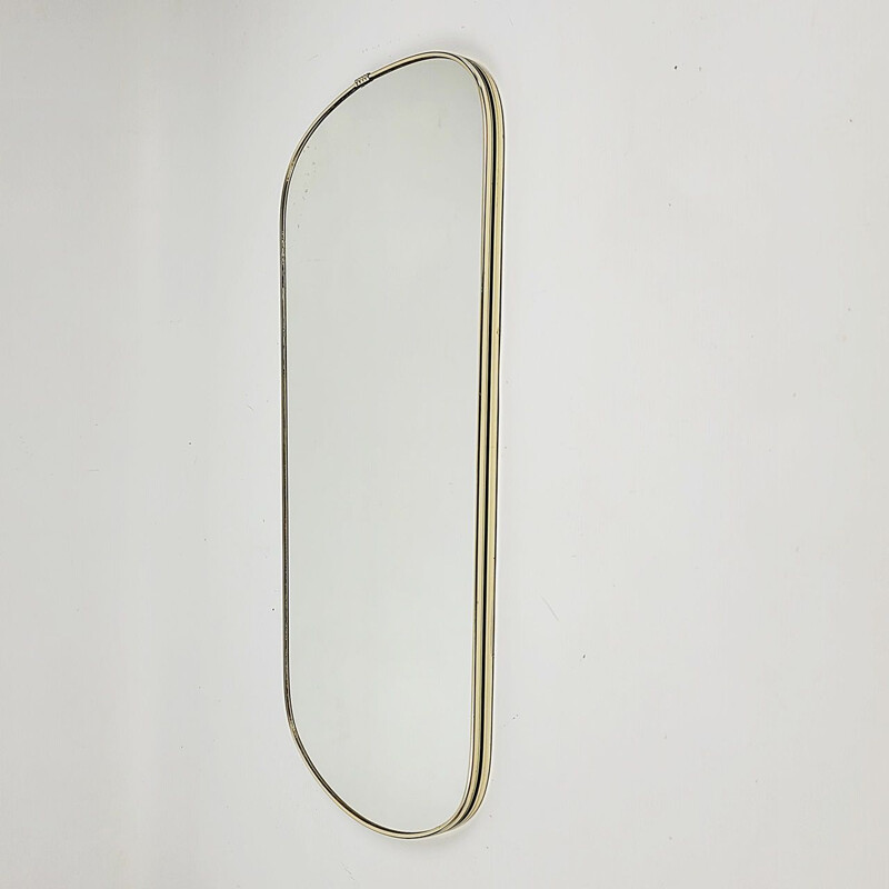 Specchio vintage con cornice in alluminio dorato, 1960