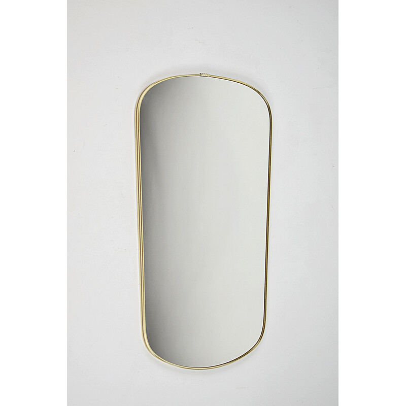 Espejo vintage con marco de aluminio dorado, 1960