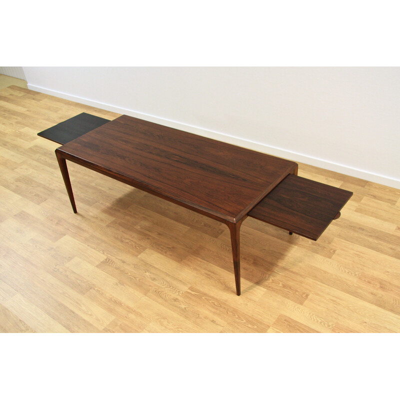 Large Danish extendable coffee table in rosewood, Johannes ANDERSEN - 1960s